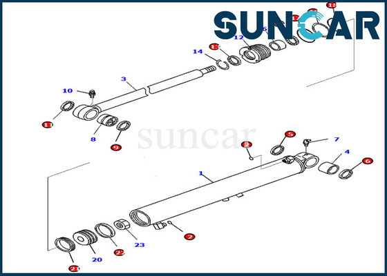 Kit Servis Boom Swing Cylinder 707-98-25780 7079825780 Kit Segel Excavator Komatsu PC45MR-3