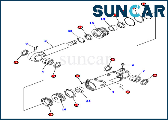 707-98-32570 Blade Cylinder Seal Kit Service Kit Untuk Model Komatsu Peralatan PC45MR-3 PC55MR-3