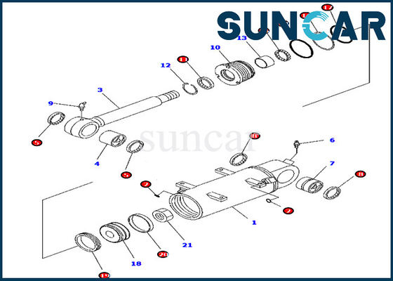 Kit Segel Perbaikan Silinder Komatsu 707-98-34750 Cocok Untuk PC45MR-3 PC55MR-3 Amerika Utara Spec. Penggali