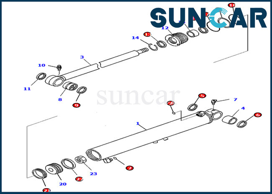 Boom Swing Cylinder Oil Seal Kit 707-98-25760 7079825760 PC45MR-3 Model Kit Perbaikan Komatsu