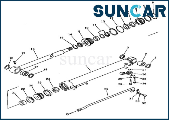 PC60U-3 Komatsu 201-63-33300 2016333300 Arm Cylinder Sealing Kit Kit Segel Pengganti Hidrolik