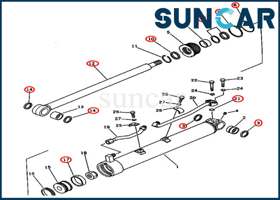 Kit Seal Perbaikan Boom Swing Cocok Untuk 201-63-12301 2016312301 PC60U-3 Silinder Hidrolik Komatsu