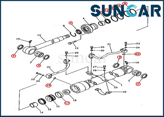 201-63-02040 2016302040 Boom Cylinder Seal Kit Untuk PC60U-5 Komatsu Excavator Service Kit Parts
