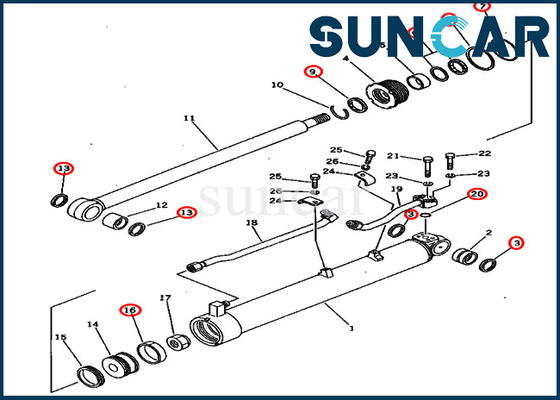 PC60U-5 Model Komatsu 201-63-02060 2016302060 Boom Swing Perbaikan Seal Kit Silinder Hidrolik