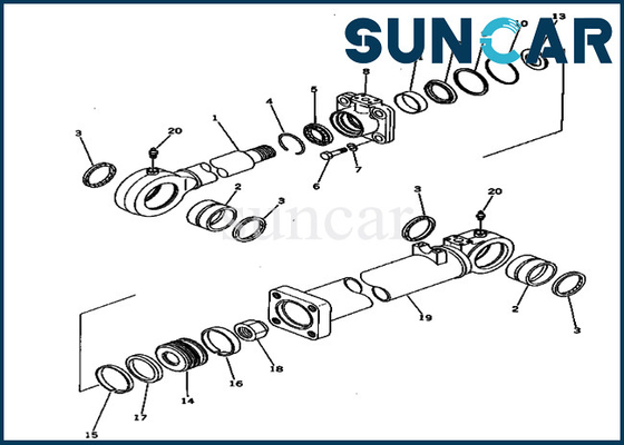 209-63-96101 2096396101 Bawah Dump Cylinder Service Kit Cocok Untuk Model PC650-1 Komatsu Perbaikan Kit