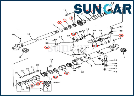 Komatsu 707-99-68600 7079968600 Kit Layanan Boom Cylinder Untuk Model Loader PC650-3 PC650-5