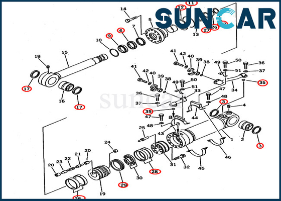 707-99-56300 Model Kit Servis Excavator Dump Bawah PC650LC-3 PC650LC-5 Kit Segel Silinder Komatsu