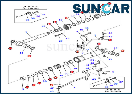 PC650LC-11 PC700LC-11 Komatsu 721-98-01360 7219801360 Kit Servis Boom Cylinder Seal