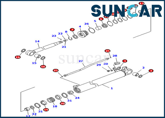 Kit Servis 707-99-35350 7079935350 Kit Penyegelan Silinder Lengan Untuk Alat Berat Komatsu PC70-8