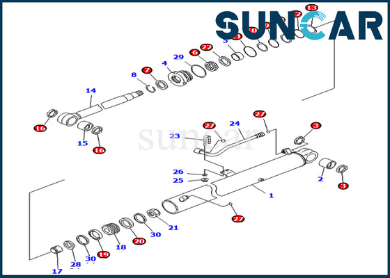 PC70-8 Komatsu 707-99-36710 7079936710 Kit Penggantian Kit Segel Silinder Hidraulik Boom