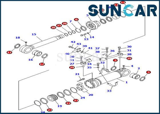 707-99-56200 7079956200 Kit Layanan Silinder Dump Bawah Cocok untuk Model PC750-6 Kit Perbaikan Komatsu